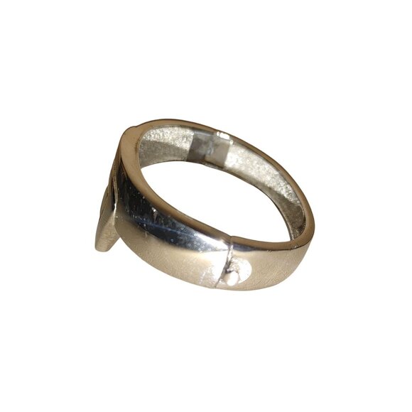 Givenchy Hinged Bracelet Bold Silver Tone Vintage Triangular Design Modernist - Picture 4 of 14
